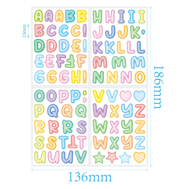 240pcs/2 Sheets Alphabet Letter Stickers Self Adhesive Name